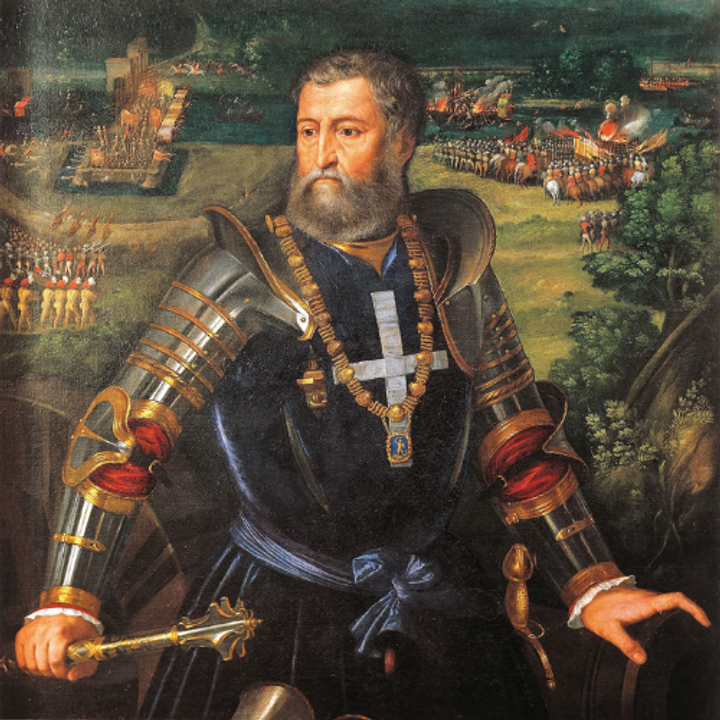 Vào khoảng năm 1510, Bartolomeo Veneto đã vẽ bức chân dung này của Beatrice d'Este, một tổ tiên ngoan đạo vào thế kỷ 13 của Alfonso d'Este, Công tước xứ Ferrara, người chồng thứ ba của Lucrezia, được thể hiện trong bức chân dung thứ hai. Các nhà sử học nghệ thuật vẫn đang tranh luận liệu Veneto có sử dụng hình ảnh của Lucrezia cho bức chân dung này và ít nhất một bức chân dung khác của ông hay không.