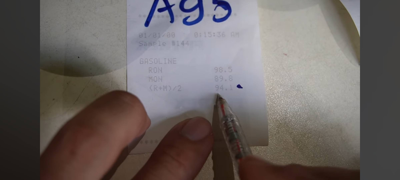 Kết quả đo A95 cho thấy: RON đạt 98.5, MON đạt 89.8 và AKI đạt 94.1
