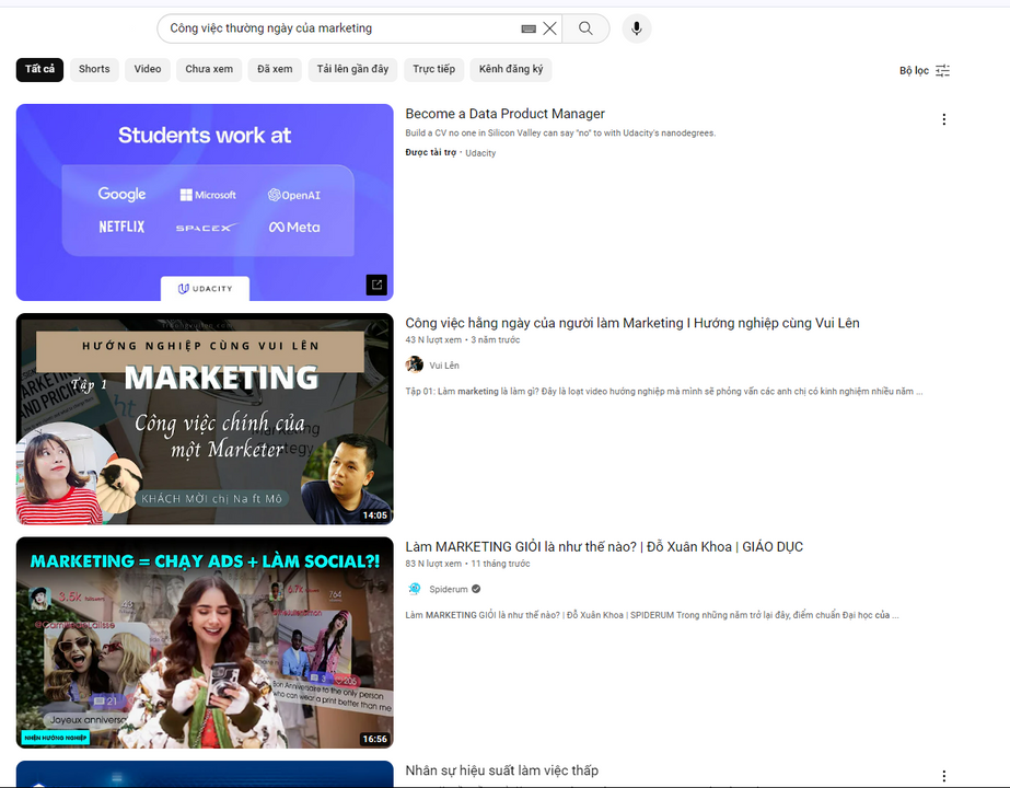 Công việc thường ngày của marketing