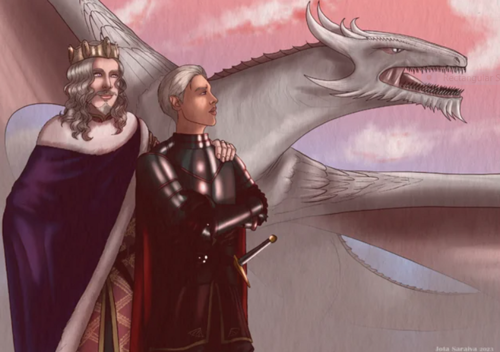 Aenys cùng con trai Aegon và Quicksliver