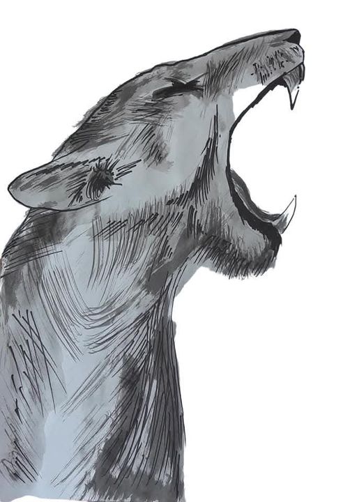 Tranh chó sói mang tên "Call from the wild"  do tôi vẽ năm 2018.