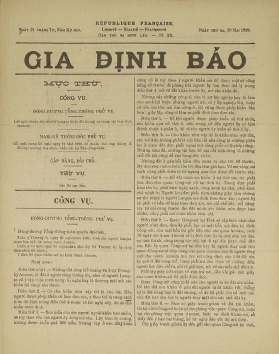 Gia Định báo số 22, ra ngày 30/5/1899
