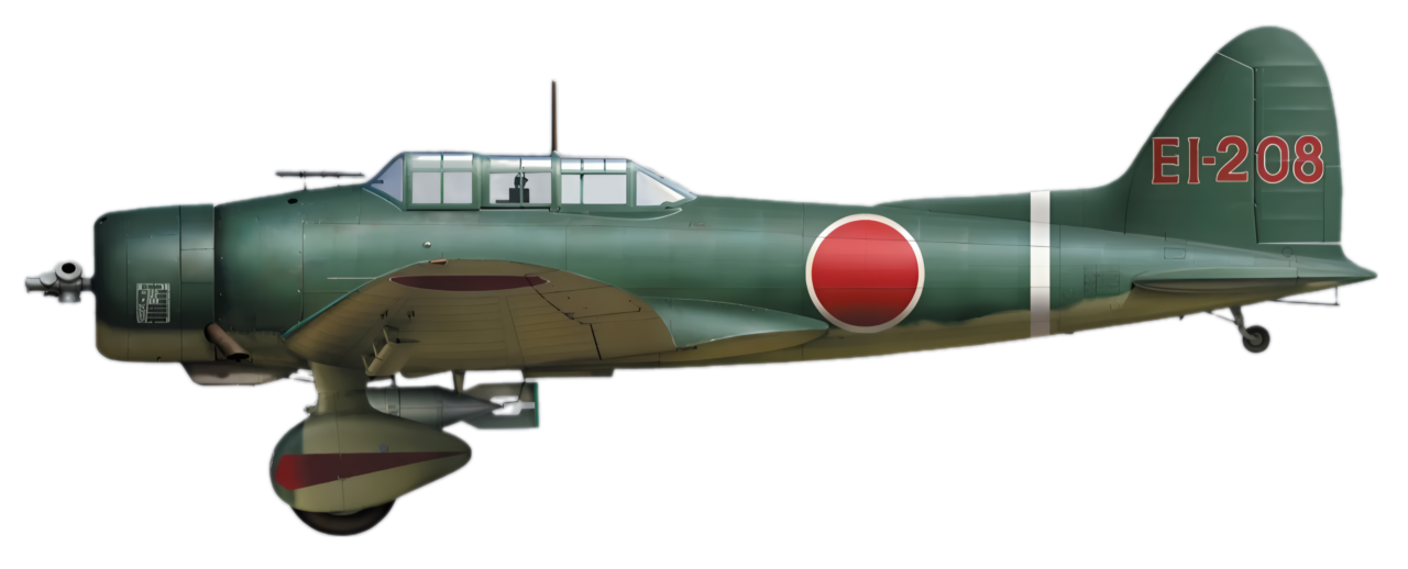 Chiếc D3A1 số hiệu EI-208 thuộc biên chế nhóm không quân trên tàu sân bay Shokaku trong trận chiến biển San hô vào ngày 8 tháng 5 năm 1942.