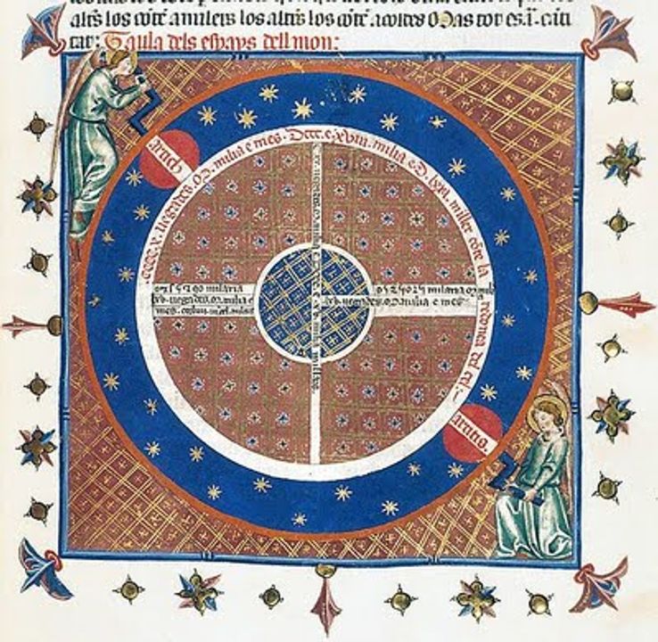 Bức hình mô tả hai thế lực ở hai góc trên-dưới đang quay guồng quay của động cơ vũ trụ. Bản thân hai thực thể này không cần được "quay".