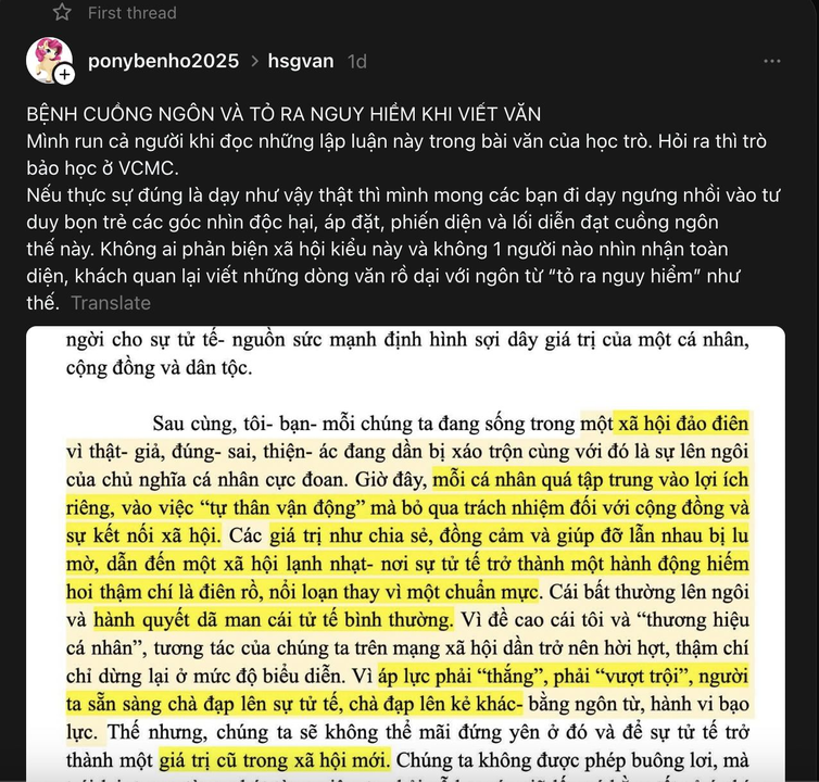 Hình ảnh bài viết gốc trên Threads