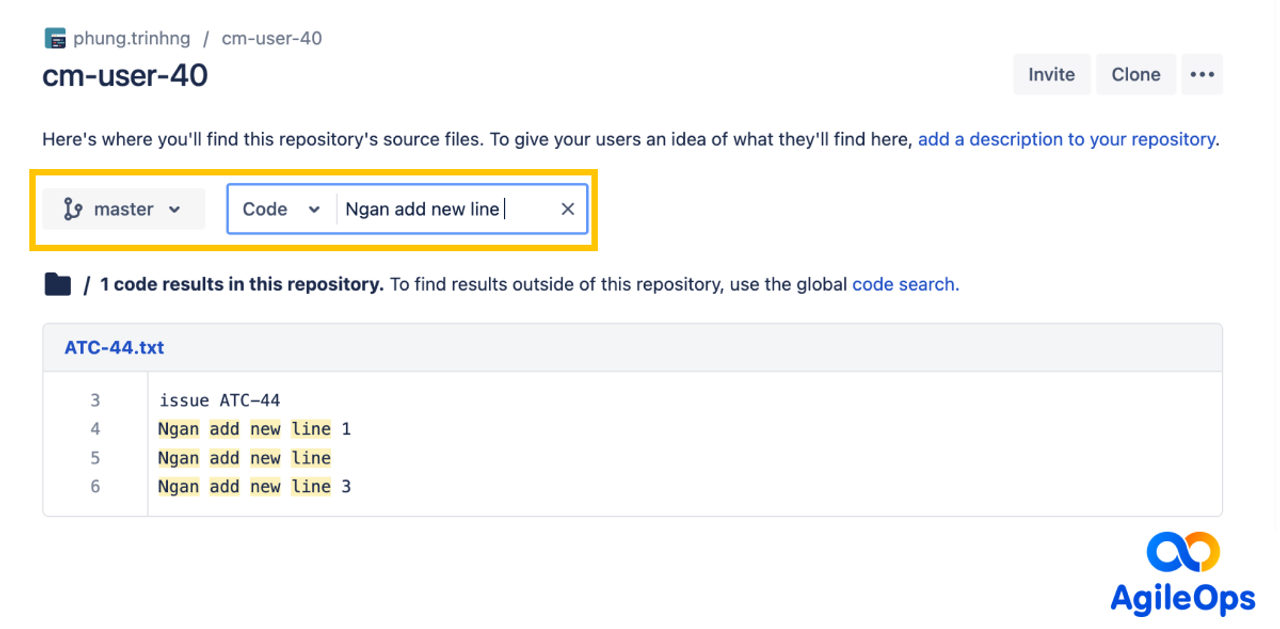 Tìm kiếm code trên main branch