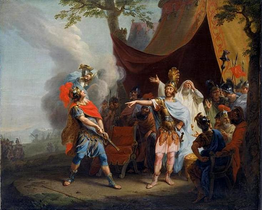 "Achilles mâu thuẫn với Agamemnon", vẽ khoảng 1776, của Johann Heinrich Tischbein 
