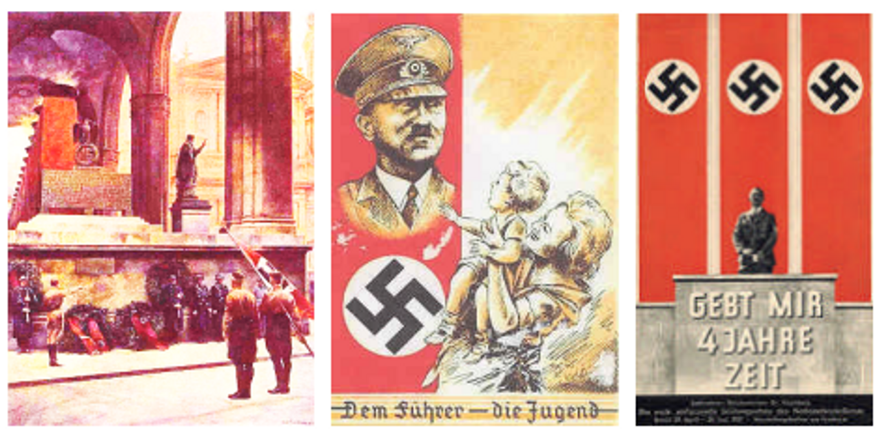 <i>Từ trái sang:  "Thanh niên – Lãnh tụ" , "Hãy cho tôi 4 năm thời gian" .</i>