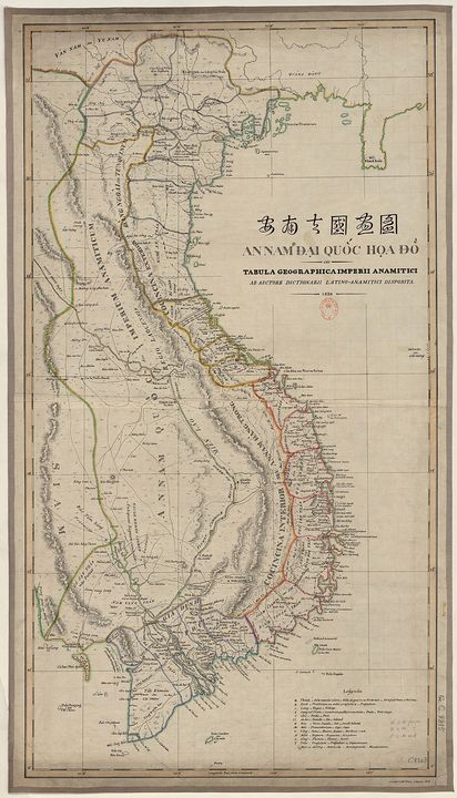 Hình 4.2 Bản đồ Đông Nam Á từ góc nhìn của Việt Nam, năm 1838. From 
Jean-Louis Taberd, An Nam Đại Quốc Họa Đồ Tabula Geographica Imperii Anamitici (Calcutta: Oriental Lith. Press, 1838) (downloaded from http://gallica.bnf.fr/).
