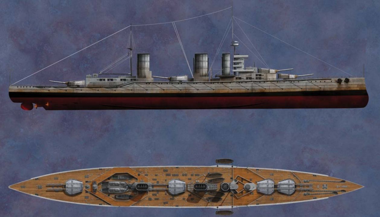 HMS PRINCESS ROYAL: con tàu như được thấy vào năm 1916 trong trận Jutland. Là một thiết kế thiết giáp tuần dương hạm thế hệ thứ hai của Anh, tàu được trang bị giáp bảo vệ tốt hơn và dàn pháo chính cỡ 13,5 inch. Bố trí của dàn pháo chính cũng đã được cải tiến, điều này thể hiện rõ trong bức ảnh này.