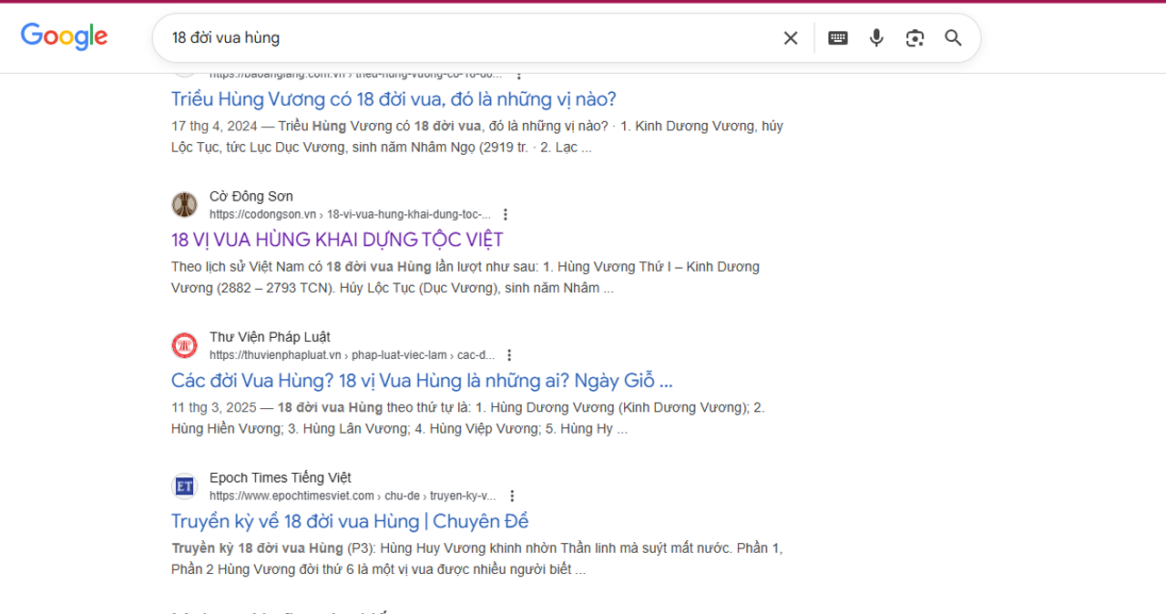 Chỉ với một từ khóa 18 đời vua Hùng, có thể thấy đâu đâu cũng nhan nhản thụy hiệu của họ