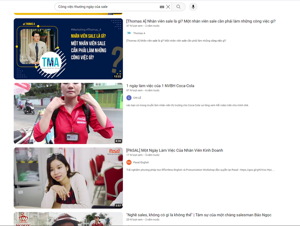 Công việc thường ngày của Sale