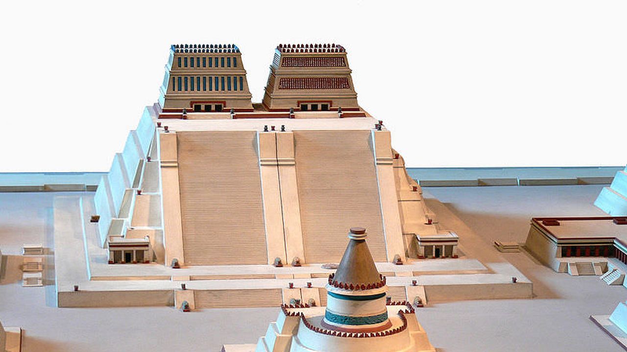 Mô hình Templo Mayor tái hiện lại quang cảnh thành phố ngày nay