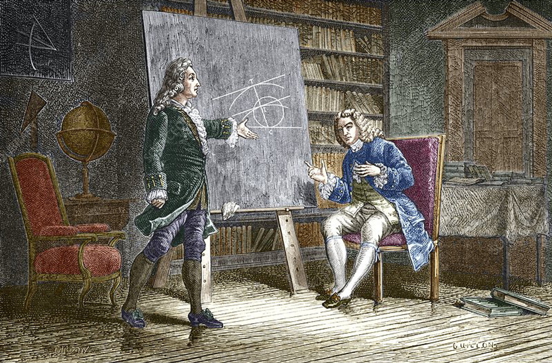 Bức tranh anh em nhà Bernoulli: Jean (Johann) Benoulli (1667-1748) ở bên tay phải và Jacques (Jacob) Bernoulli (1654-1705) ở bên tay trái. Nguồn:<a href="https://www.sciencephoto.com/"> Science Photo Library</a>