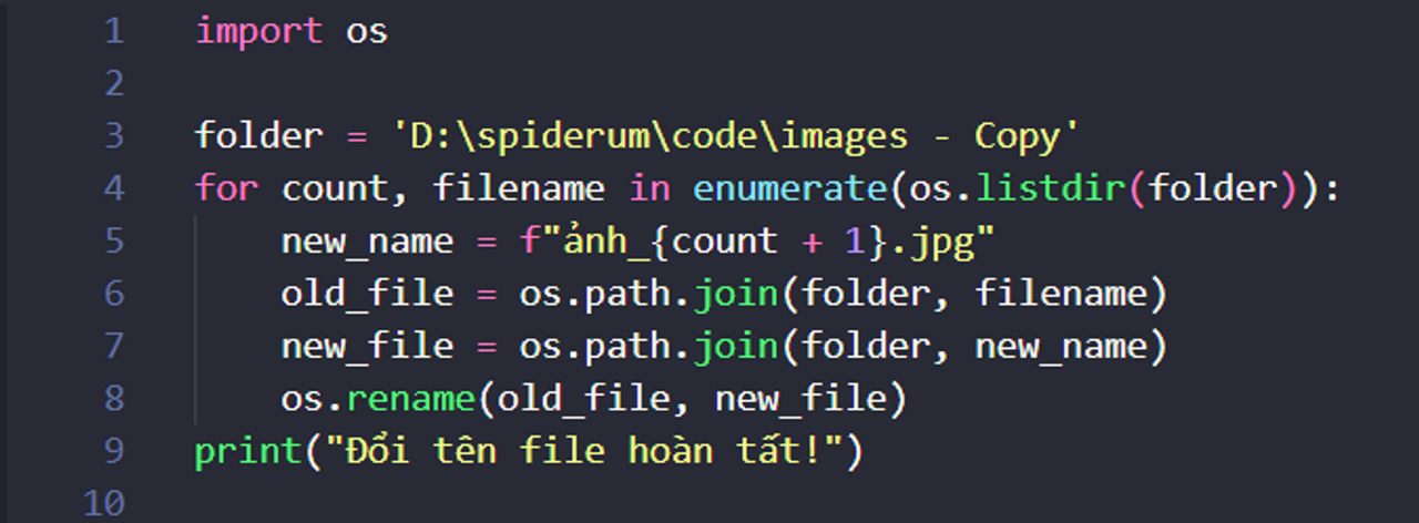 Một đoạn code ví dụ đơn giản về việc đổi tên file trong 1 folder
