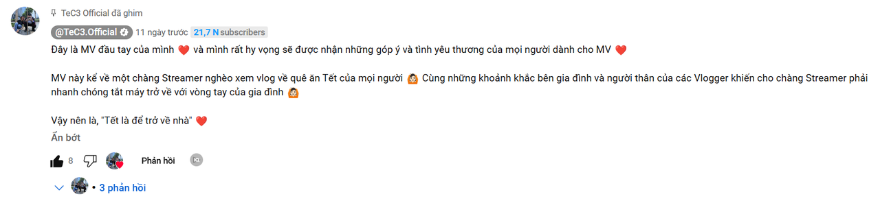 Producer TeC3 đã xác nhận câu chuyện trong phần bình luận. (Ảnh: Trúc Linh)