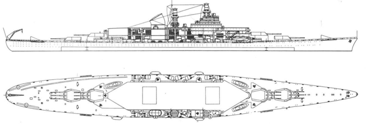 Thiết kế thiết giáp hạm lai tàu sân bay của hãng kiến trúc Mỹ Gibbs & Cox.