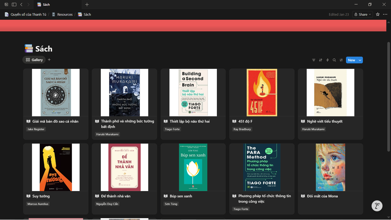 Quản lý sách trên Notion