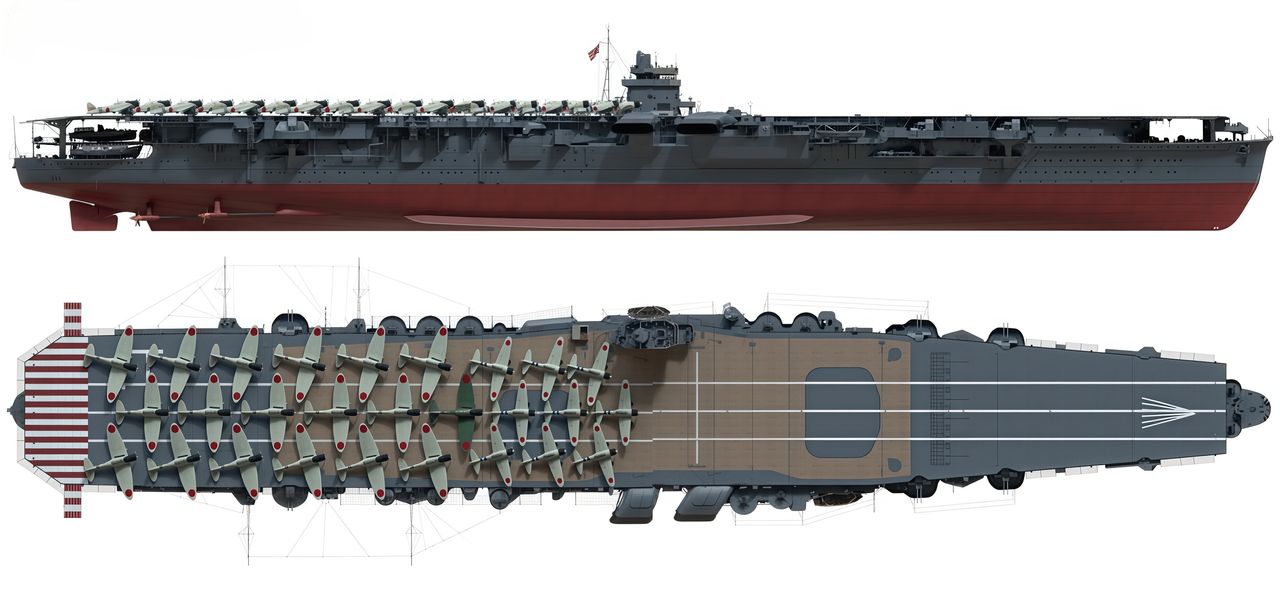 Hirỹu trong đợt tấn công thứ hai vào Trân Châu Cảng. Trên sàn bay của nó lúc này có 9 chiếc Mitsubishi A6M2b, 18 chiếc Aichi D3A1 đều mang bom.