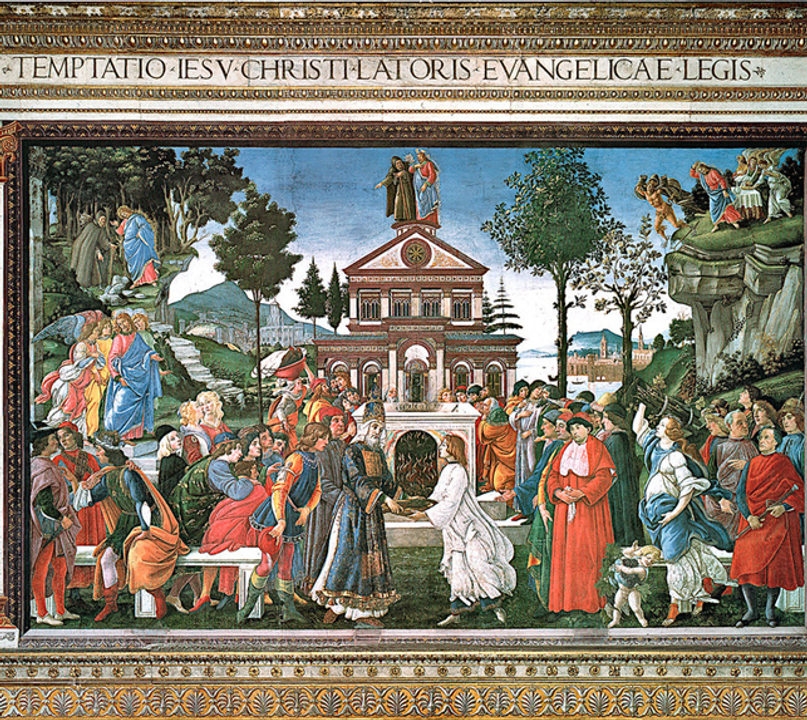 The Temptations of Christ của Sandro Botticelli (Những cám dỗ của Chúa Giê-su) tại nhà thờ Sistine