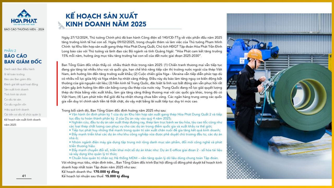 <i>Quan điểm của ban lãnh đạo HPG trích trong Báo cáo thường niên 2024</i>