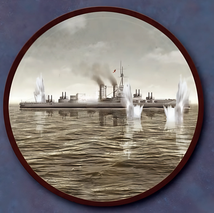 <i>GÓC NHÌN PHÁO BINH CỦA ĐỨC</i>: Trong khoảng thời gian từ 17 giờ 10 phút đến 17 giờ 35 phút, hỏa lực tập trung của các thiết giáp tuần dương Đức và các thiết giáp hạm tiên phong của Đức đã được dồn vào Hải đoàn thiết giáp hạm số 5 khi đơn vị này đang cơ động theo hướng bắc.Cảnh tượng này được nhìn từ đài chỉ huy tàu của König khi đang khai hỏa vào tàu cuối cùng trong bốn tàu thuộc Hải đoàn thiết giáp hạm số 5 – Malaya. Trong phần lớn khoảng thời gian này, ít nhất sáu quả đạn pháo mỗi phút đã bắn trùm lên Malaya, nhưng dù bị hư hại, con tàu không trúng phát đạn chí mạng nào và vẫn tiếp tục giữ tốc độ, đồng thời đáp trả hỏa lực về phía các tàu truy kích.