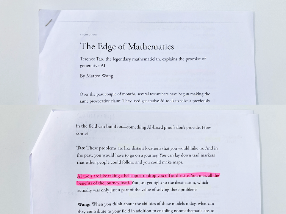 Đoạn trích của Terence Tao tôi đọc tháng trước