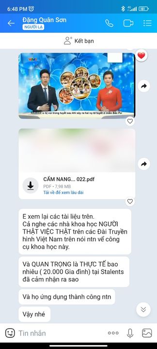 Ảnh 2: Chuyên gia chỉ đưa quyển cẩm nang tóm tắt và bản báo cáo 61 trang về các chỉ số mà chỉ có "chuyên gia" mới đọc được. Nhân viên cần học thuộc quyển cẩm nang sản phẩm để tư vấn cho khách hàng. Ngoài ra, không có thông tin hay tài liệu chứng thực nào khác.