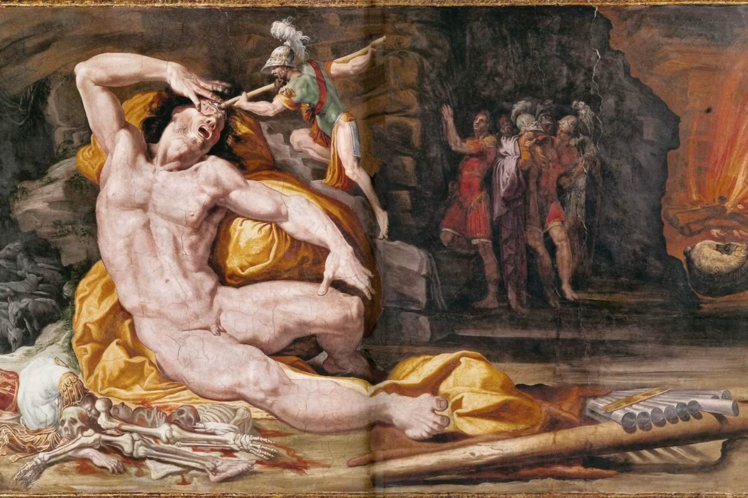 Odysseus chọc mù mắt Polyphemus