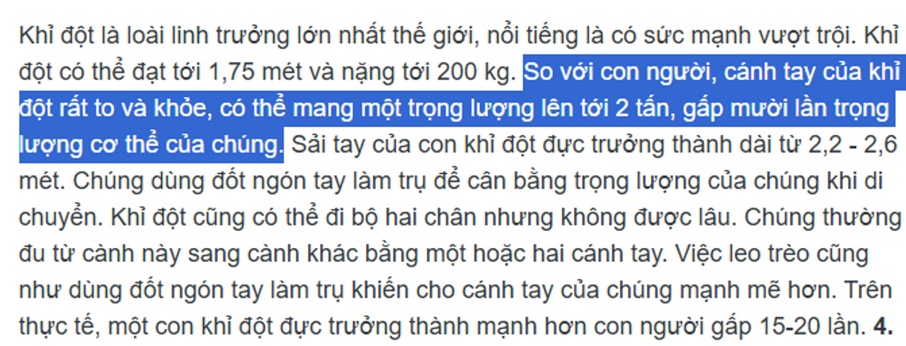 Một tờ báo cho rằng khỉ đột có thể nâng được gấp 10 lần trọng lượng cơ thể. Ảnh trích từ báo Tiền Phong.