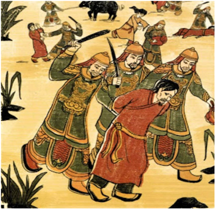 Tranh vẽ cảnh làm loạn của bọn kiêu binh ở Đàng Ngoài