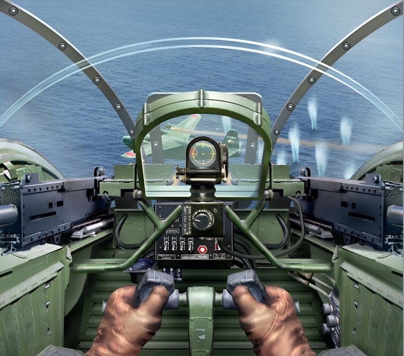 GÓC NHÌN CỦA NGƯỜI MỸ: Trong Thế chiến thứ hai, hãng ERCO đã chế tạo các tháp súng cho Hải quân Mỹ, bắt đầu với mẫu ERCO 250SH được lắp trên PB4Y-1. Tháp súng ERCO tích hợp hai phát triển về vũ khí hàng không của Hải quân Mỹ trước chiến tranh, đó là súng máy Browning M2 cỡ 0,50 inch và kính ngắm phản xạ. Khi máy bay quân sự được trang bị giáp bảo vệ và thùng nhiên liệu tự hàn kín, Hải quân Mỹ nhận ra rằng súng máy cỡ 0,30 inch không còn đủ sức chống lại các máy bay hiện đại. Vì vậy, Hải quân Mỹ chuyển sang sử dụng súng máy cỡ 0,50 inch làm vũ khí chủ lực cho tiêm kích, và khi được lắp trong các tháp súng điều khiển bằng động cơ cũng như các vị trí súng bắn tự do, nó cũng trở thành vũ khí chính trên các máy bay tuần tra của họ. Hải quân Mỹ cũng nhận thấy rằng loại kính ngắm “vòng và trụ” trước chiến tranh chỉ cho phép ước lượng rất hạn chế về độ bắn đón cần thiết để trúng một mục tiêu di chuyển nhanh, trong khi kính ngắm quang học dạng ống lại hạn chế phạm vi chuyển động của mắt. Kính ngắm phản xạ mang lại tầm nhìn linh hoạt hơn, đồng thời cho độ chính xác cao hơn trong việc tính toán độ bắn đón. Đối với các khẩu súng bắn tự do và tháp súng, Hải quân Mỹ đã phát triển Kính ngắm chiếu sáng Mark 9 (được thấy ở đây) dựa trên một thiết kế của Anh mà họ đã tiếp nhận ngay trước khi Chiến tranh Thái Bình Dương bùng nổ. Xạ thủ tháp súng mũi thường là người đầu tiên khai hỏa khi một chiếc PB4Y tấn công máy bay Nhật Bản. Các PPC (Patrol Plane Commander – chỉ huy máy bay tuần tra) sẽ cố gắng cơ động các chiếc Liberator và Privateer của mình để tiếp cận mục tiêu từ phía sau, phía trên hoặc phía dưới, qua đó cho phép nhiều tháp súng nhất có thể cùng khai hỏa vào máy bay đối phương. Xạ thủ tháp mũi bắt đầu bắn ở cự ly khoảng 500 yard, điều chỉnh loạt đạn dần dần theo mục tiêu đang tìm cách thoát ly khi nó bay thấp trên mặt nước. Các xạ thủ PB4Y nhanh chóng học được cách vô hiệu hóa tháp súng lưng và tháp súng đuôi của “Emily”, cho phép máy bay của họ áp sát thủy phi cơ này để sau đó tập trung hỏa lực vào các động cơ của H8K vốn không được bảo vệ. (Tranh của Jim Laurier)