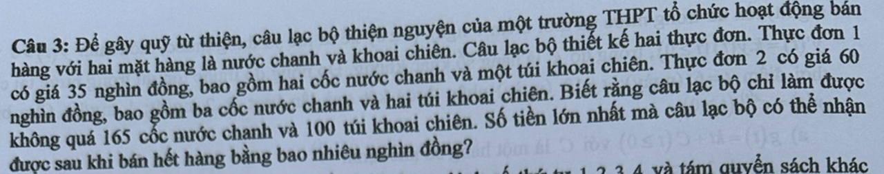 Bài toán nước chanh và khoai tây