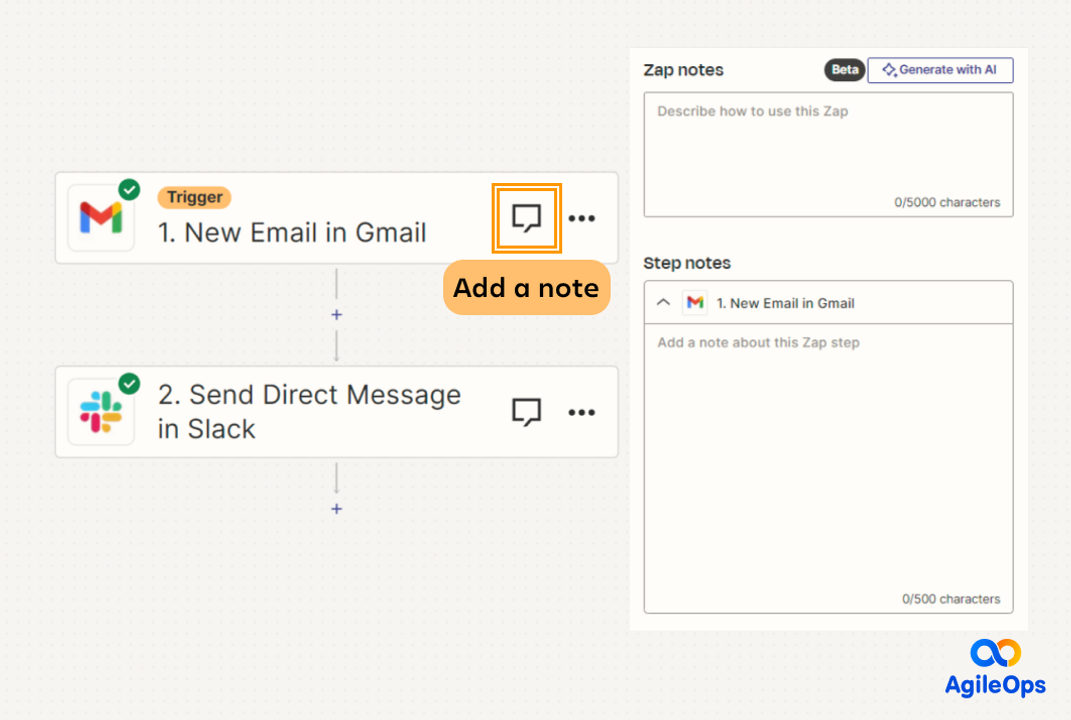 Thêm ghi chú cho Zap hay từng bước tạo Zap