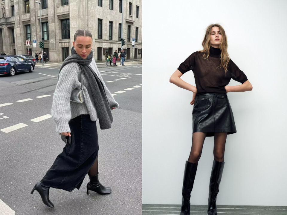 Áo len phối chân váy