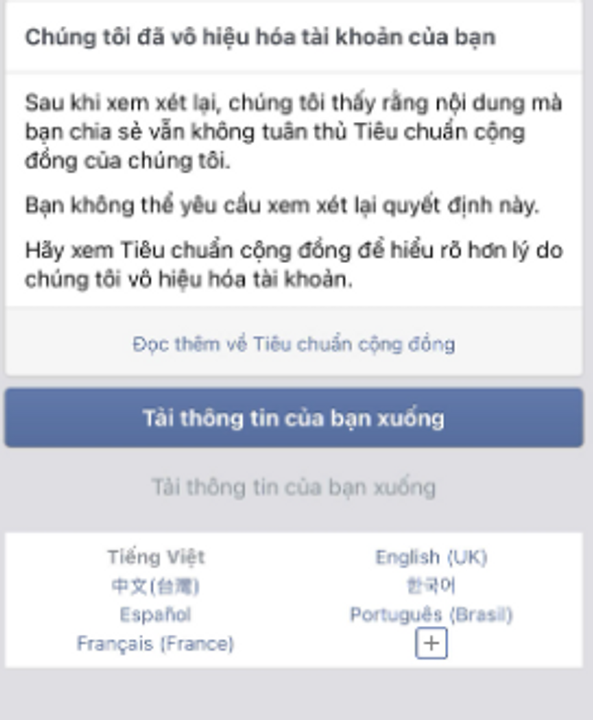 Không thể lấy lại Facebook cũng như Instagram.