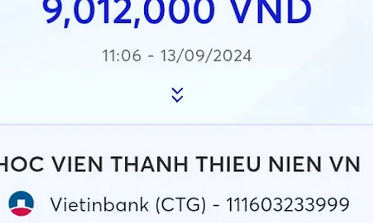 Số tiền hơn 9 triệu đồng tôi nộp vào để nhập học VYA.