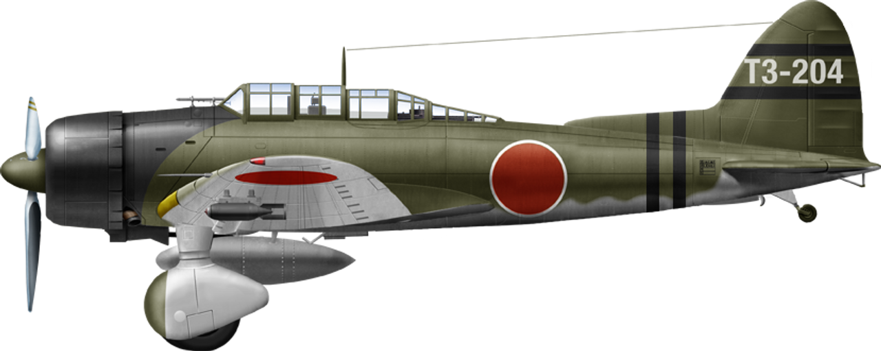 Máy bay ném bom bổ nhào D3A2 với thùng nhiên liệu có thể thả xuống, cuối năm 1944 thuộc Kokutai 55.
