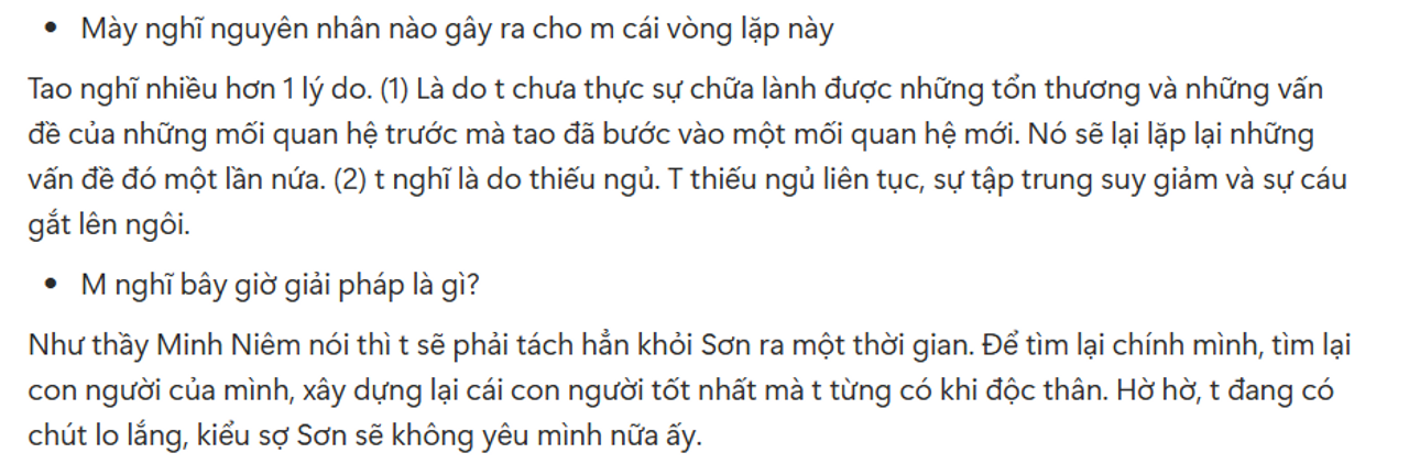 Một đoạn mình tự hỏi tự trả lời. Hihi chắc Sơn không dùng Sờ pi rum đâu =))))))