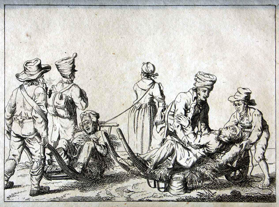 <i>Binh lính Pháp trở những lính bị thương của họ</i>