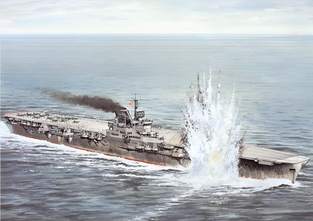 Khi Taiho vừa hoàn thành việc phóng 42 máy bay trong Đợt không kích lần II thì ngư lôi thứ sáu của tàu Albacore đánh trúng mạn phải của con tàu, gần với các hầm tàu chứa đầy xăng phía trước. Vụ nổ khiến thang nâng máy bay phía trước của con tàu bị kẹt; hố thang nhanh chóng ngập đầy xăng máy bay, nước và nhiên liệu. Tuy nhiên, không có đám cháy nào bùng phát, sàn bay vẫn không bị hư hại, tốc độ chỉ giảm 1 hải lý/giờ, và thuyền trưởng hoàn toàn tin tưởng rằng thủy thủ đoàn sẽ nhanh chóng khắc phục "thiệt hại nhỏ" này. Đô đốc Ozawa không quá coi trọng việc soái hạm của mình bị trúng ngư lôi. Ông vẫn "tỏa ra vẻ tự tin và hài lòng". Taiho được đóng chắc chắn hơn nhiều so với các tàu sân bay bị đánh chìm ở Midway; một quả ngư lôi đánh trúng chắc chắn không thể gây thiệt hại nhiều cho nó. Việc kiểm soát thiệt hại và sửa chữa khẩn cấp chắc chắn sẽ giúp nó trở lại trạng thái tốt trong thời gian ngắn. Tuy nhiên, công tác kiểm soát hư hại lại được giao cho một sĩ quan thiếu kinh nghiệm. Người này cho rằng cách tốt nhất để xử lý hơi xăng là mở toàn bộ hệ thống thông gió để chúng khuếch tán. Khi làm như vậy, hơi xăng đã lan khắp toàn bộ con tàu. Không ai trên tàu nhận ra rằng Taihō  giờ đã trở thành một quả bom hẹn giờ trôi nổi.