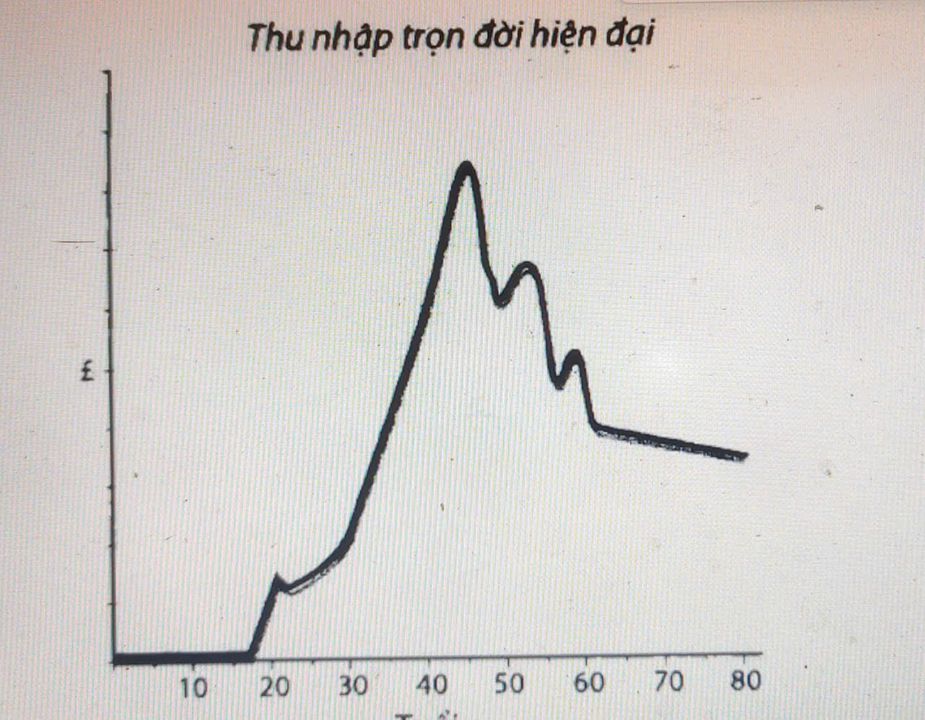 Biểu đồ này đại diện những người kiếm tiền theo từng thương vụ - các nhà đầu tư bất động sản, chủ thầu. Thu nhập của họ tăng vọt và giảm mạnh như đồ thị nhịp tim trên máy điện tâm đồ ở bệnh viện. Họ không phải lên ngân sách như những cầu thủ bóng đá – người kiếm tiền trong khoảng thời gian vài năm, họ phải lên ngân sách cho những năm đói kém theo sau năm thịnh vượng hoặc năm chuẩn bị trước khi họ bắt tay vào một dự án - Trích từ sách " tiền đẻ ra tiền"