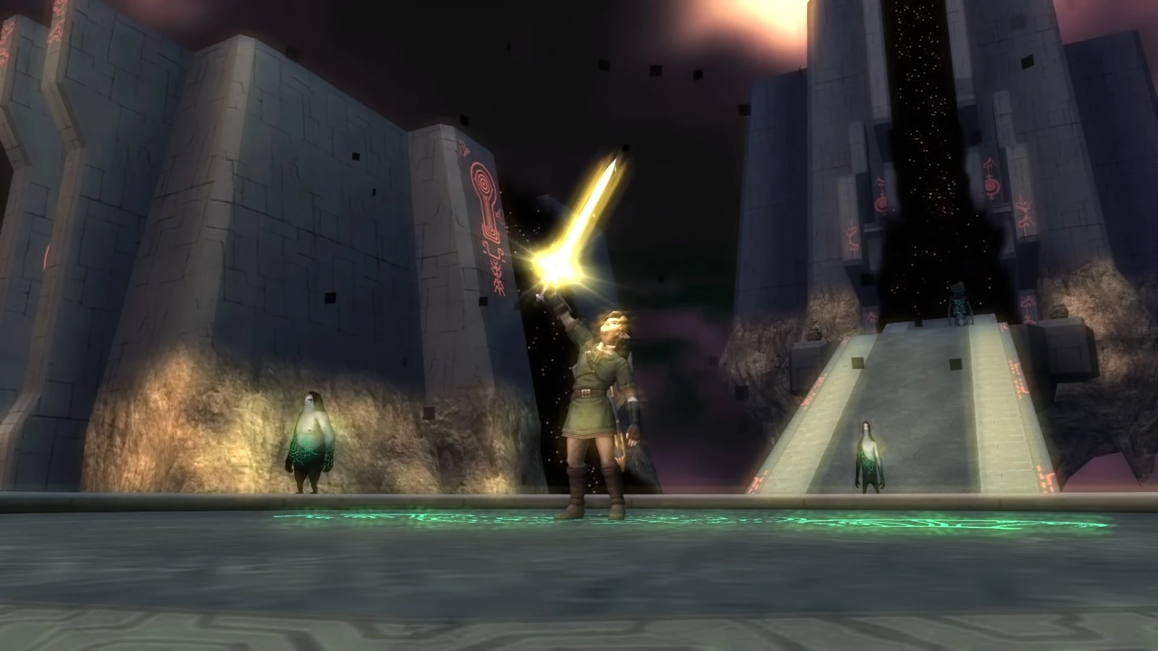 Master Sword hấp thụ ánh sáng của đá Sol