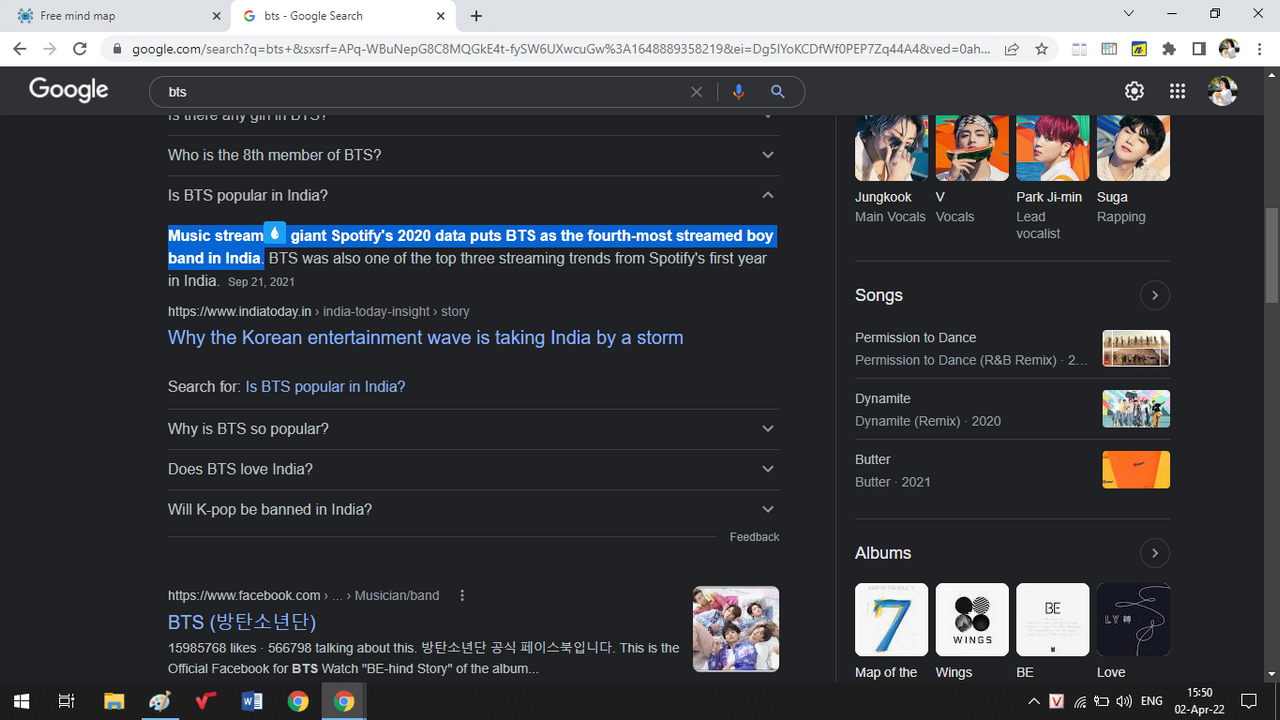 Lúc bôi đen từ hoặc đoạn thì sẽ có một hình giọt nước màu xanh như thế này 
