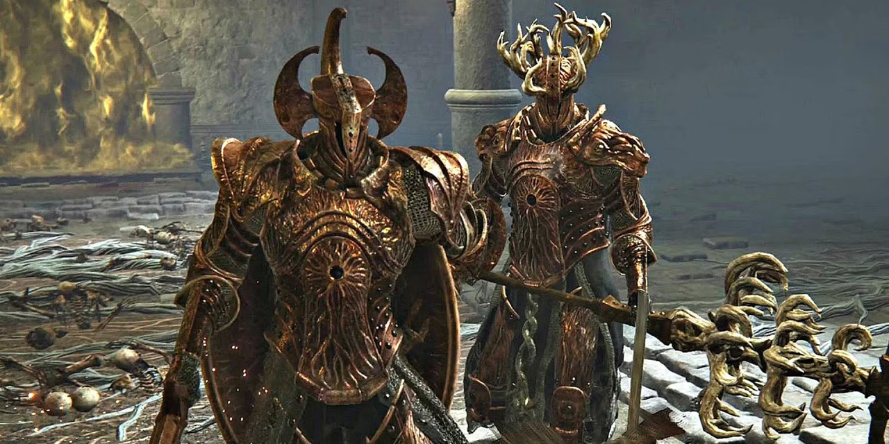 Hai hiệp sĩ Crusible bị nhốt dưới hầm ngục gần đế đô Leyndell. 