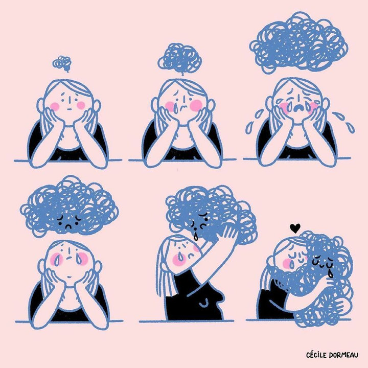 Bằng cách nhận diện, thừa nhận và buông bỏ những cảm xúc tần số thấp, ta ôm ấp và chữa lành bản thân ta từ bên trong. Source: Pinterest.