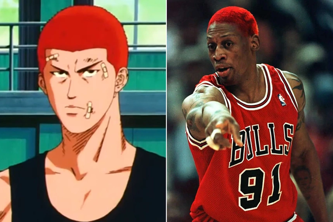Tác giả Takehiko Inoue phác họa nhân vật Sakuragi Hanamichi giống hệt Dennis Rodman từ lối chơi đến tính cách. Ảnh: <i>Getty Images.</i>